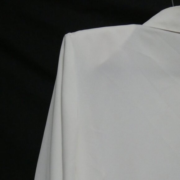 SUSAN HUTTON | size 14 | Elegant White Dress Shirt | Shoulder Pads | Polyester - Picture 9 of 14